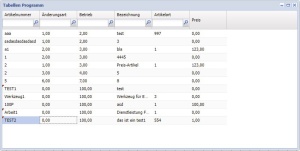 Tabellenprogramm Beispiel